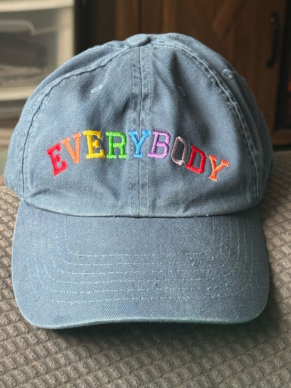 J. Crew Blue Baseball Cap with Rainbow Embroidery